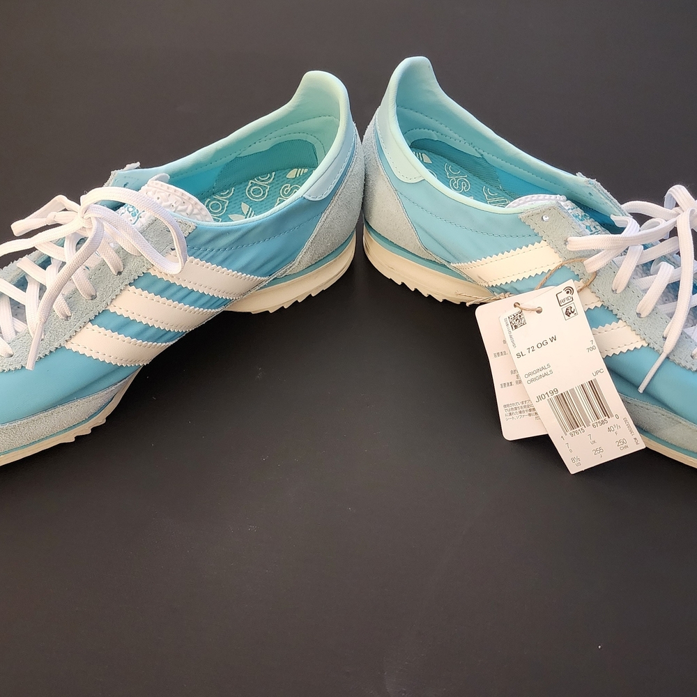 Adidas Women's Light Blue and White Sneakers - Picture 13 of 14